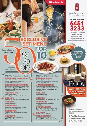 Peach Garden catalogue | 50% OFF Exclusive Set Menu For 10 | 2025-04-09T00:00:00.000Z - 2025-12-31T00:00:00.000Z